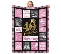 40th Birthday Gifts for Women, 50" x 60" 40 & Fabulous Blanket, 40 Year Old Present for Her, 1986 Gift for Her, Happy 40th Birthday Gift Ideas for Ladies, Mum, Grandma, Wife, Sister, Friends