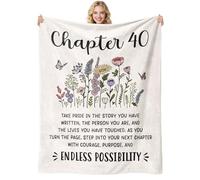 40th Birthday Gifts for Women, 50" x 60" Chapter 40 Blanket, 40 Year Old Present for Her, 1986 Gift for Her, Happy 40th Birthday Gift Ideas for Ladies, Mom, Grandma, Wife, Sister, Friends