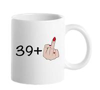 40th Birthday Gifts for Women, Funny 40 Year Old Gift Coffee Mug, 1983 40th Birthday Mugs for Her, Mom, Aunt, Wife, Friend, Grandma, Sister, Colleague - I AM 39 Plus 1 Middle Finger, 11 oz Tea Cup