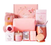 40th Birthday Gifts For Women, Happy 40yr Bdy Birth-day Hamper Basket For Her, Turning 40 Year Old Female Birthday Gifts,Pamper Box For Ladies, Personalised BD Presents For Mum Friends Sister Wife