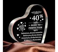 40th Birthday Gifts for Women - Heart Shaped Acrylic 40th birthday Plaque - Happy 40 Year Old Keepsake Gifts for Her, 40 Birthday Gifts for Mum Sister Daughter Wife Friends
