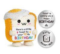 40th Birthday Gifts for Women Men, 40th Birthday, Crochet Toast with Token | Handmade Emotional Support Crochet Toast Positive Doll with Token, Present for Women Men Friend Sister Brother Uncle Auntie