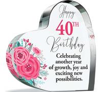 40th Birthday Gifts for Women - New Possibilities - Acrylic Heart Plaque Keepsake Gift for 40 Year Old Woman Her, 100mm x 100mm Present For Family Best Friends Bestie Gifts