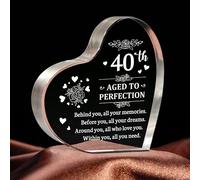 40th Birthday Gifts for Women or Men, Personalised Heart Shaped Acrylic 40th Birthday Keepsake, Happy 40 Year Old Gifts for Her Him Mum Sister Daughter Wife Friends