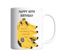40th birthday gifts for Women or Men, You’ve Reached a Ripe Old Age” Joke Banana Design, 325ml Celebration Cup, Tea Lover Gift, Funny 40th Birthday Mug for him or Her, Best Gift for Mum,Dad or anyone
