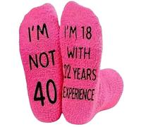 40th Birthday Gifts for Women - Unique 40 Years Old Birthday Presents Pink Fluffy Socks Warm Bed Socks Novelty Funny Gifts for Her Mom