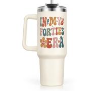 40th Birthday Gifts for Women Water Bottle with Handle and Straw Lid 1.18L