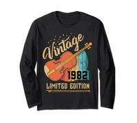 40th Birthday Gifts Violin Violinist Retro 1982 Music Lover Long Sleeve T-Shirt