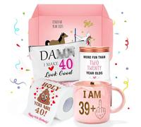 40th Birthday Gifts Women Funny 40 Year Old Birthday Gifts for Women 40 and Fabulous Decorations 40th Bday Gift Ideas for Woman 40s Her Best Friend - Coffee Mug Card Makeup Bag Toilet Paper