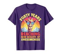 40th Birthday Giraffe Forty Years T-Shirt, Men, Purple, XX-Large
