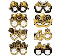 40th Birthday Glasses, LMSHOWOWO 8PCS Paper Novelty 40th Birthday Party Glasses, Funny Happy Birthday Photo Booth Props for Men Women Cheers to 40 Years 40th 1985 Birthday Party Decoration Supplies