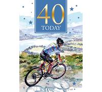 40th Birthday Greeting Card Action Cycling Scenic Mountain Bike