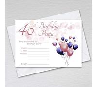 40th Birthday Invitations with Envelopes for Women - Rose Gold Party Invites with Bokeh Balloon Display/Female 40th Birthday Party Invitation Cards with RSVP (Pack of 50 with Envelopes)