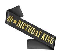 40th Birthday King Sash, Happy 40th Birthday Sash for Men Black Sash with Gold Foil Letter 40th Birthday King Gifts Party Decorations Favors