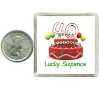 40th Birthday Lucky Sixpence Gift, Great good luck present idea for man or woman