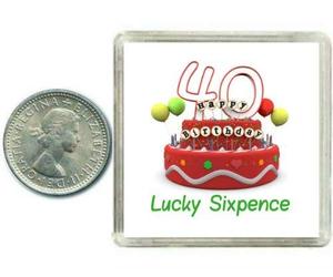 40th Birthday Lucky Sixpence Gift, Great good luck present idea for man or woman