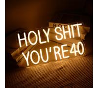 40th Birthday Neon Lights Holy You're 40 Birthday LED Signs Forty years old Neon Sign for 40th Wedding Anniversary Birthday Party Decorations Warm LED Light for Wife, Mom, Daughter, Sister, Aunt,