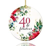 40th Birthday Ornament 2024, 40 and Fabulous Gifts for Women, 40 Birthday Gifts for Women, 2.9" Ceramic 40 Year Old Christmas Tree Ornaments 2024