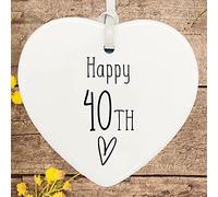40th Birthday ornament, 40th keepsake, 40th ceramic heart gift