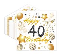 40th Birthday Paper Napkins Disposable 40pcs Party Paper Serviettes Happy Birthday Tableware Decoration for Her,Him,Women,Men