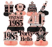 40th Birthday Party Decorations Women - 9 Pcs Vintage 40th Birthday Honeycomb Centerpieces Table Decorations for Women Rose Gold Back in 1985 Forty Year Old Birthday Party Table Decor Supplies