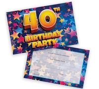 40th Birthday Party Invitations Men Women - Celebration Stars 20 Pack - Adults Birthday Invitations for Friends Family A6 Party Invites Invitation Cards with Folding Envelopes