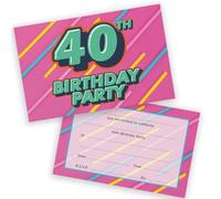 40th Birthday Party Invitations Men Women - Funky Colours 36 Pack - Adults Birthday Invitations for Friends Family A6 Bday Party Invites Invitation Cards with Folding Envelopes