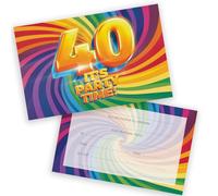 40th Birthday Party Invitations Men Women - Now It's Party Time 36 Pack - Adults Birthday Invitations for Friends Family A6 Bday Party Invites Invitation Cards with Folding Envelopes