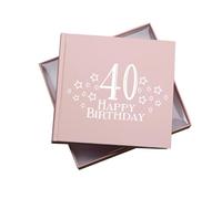 40th Birthday Pink Photo Album, 50 Photos 4"x6", Star Design, 18.5cm x 19.5cm