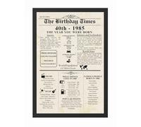 40th Birthday Print Gift | The Year You Were Born 1985 | Old Vintage Newspaper Poster | Word Art | Keepsake | Unique Gift | A4 Print Unframed | For Him For Her | Happy Birthday Card Alternative