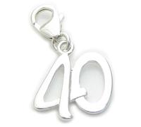 40th Birthday sterling silver charm on clip .925 x 1 charms