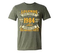 40th Birthday T-Shirt for Men, Legends Were Born in 1984, Vintage 40 Years Old Tee T Shirt, Green Heather, Large