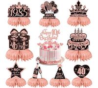 40th Birthday Table Decorations for Women - Rose Gold Party Honeycomb Centerpieces Cake Toppers Supplies, 17 Pieces Cheers to 40 Years Vintage 1985 Decor Happy 40th Birthday