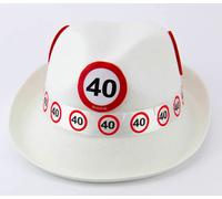 Traffic Sign 40th White Trilby Hat