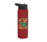 40th Birthday Turtle 40 Years Old Turtle Lover Stainless Steel Insulated Water Bottle