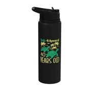 40th Birthday Turtle 40 Years Old Turtle Lover Stainless Steel Insulated Water Bottle