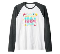 40th Birthday Vintage 1984 Established Retro Gift Raglan Baseball Tee, Men, Dark Heather Grey/White, Large