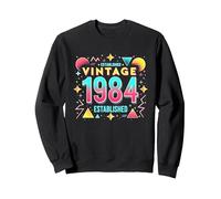 40th Birthday Vintage 1984 Established Retro Gift Sweatshirt, Adult Unisex, Black, XXL