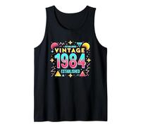40th Birthday Vintage 1984 Established Retro Gift Tank Top, Men, Black, Large