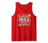 40th Birthday Vintage 1984 Established Retro Gift Tank Top, Men, Red, X-Large
