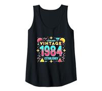 40th Birthday Vintage 1984 Established Retro Gift Tank Top, Women, Black, Large