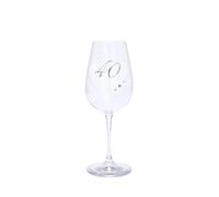40th Birthday Wine Glass with Etched Heart and Diamante Detailing, 550ml, Gift Boxed