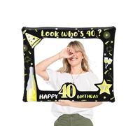 40th Black Gold Photo Booth Inflatable Selfie Frame,40th Birthday Party Photo Booth Props Giant Funny Black Gold Blow Up Picture Frame for 40th Men Women Birthday Gifts Party Favor Decoration Supplies