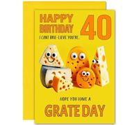 40th Cheesy Birthday Card - Large A5 Size - Cheese Funny Birthday Card for 40 Year old forty, fortieth
