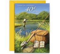 40th Fishing Birthday Card - Medium Sized Card (A5 Size -148mm x 210mm) with Envelope