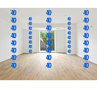 SHATCHI Age Hanging String 13th-90th Glitz Anniversary Birthday Metallic Shiny Foil Banner Party Door Wall Decorations Pack of 6, Blue