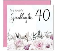 40th Granddaughter Birthday Card for Granddaughter Floral Elegant Birthday Card for 40 Year old forty, fortieth