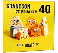 40th Grandson Birthday Card - Cheese Pun Funny Grandsons Birthday Card for 40 Year old forty, fortieth