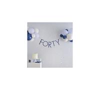 40th Navy Blue Birthday Party Eco Banner Forty Bunting Hanging Decoration