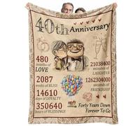 40th Ruby Anniversary Wedding Gifts for Wife, Couples Gifts Blanket, 40th Wedding Anniversary Birthday Gifts for Wife from Husband,Ruby Anniversary Presents for Wife Women, Forty Years for Her